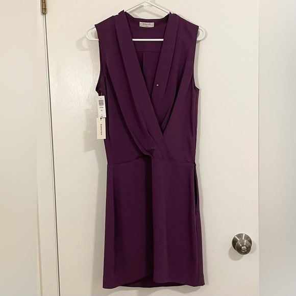 Aritzia💜 Babaton Phoenix Dress in Açaí LINED Skirt Faux-Wrap Top PERFECT NWT - Picture 14 of 16